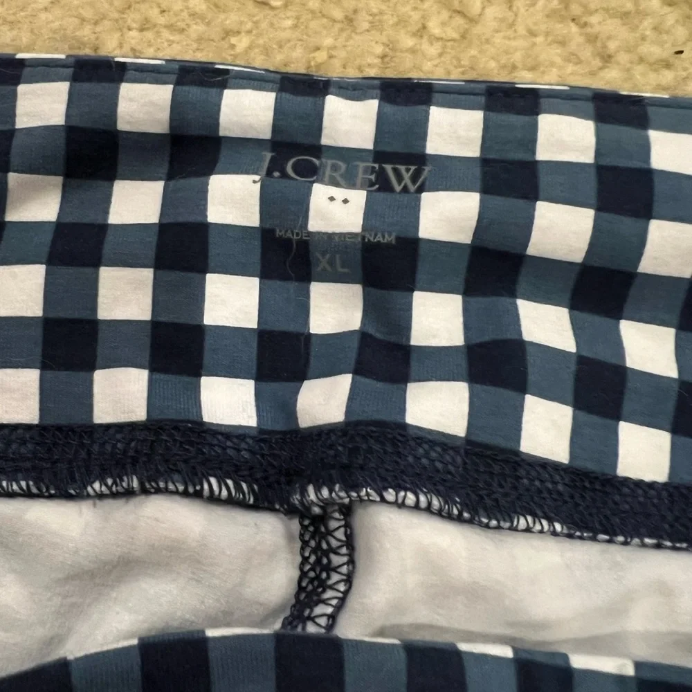 J. Crew Factory Navy and White Gingham Athletic Shorts